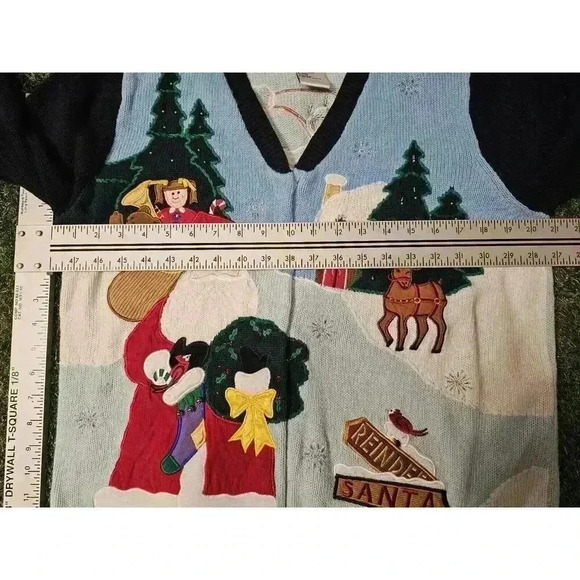 VINTAGE The Quacker Factory Cardigan Women Medium Sweater Embroidered V Neck - Picture 7 of 10